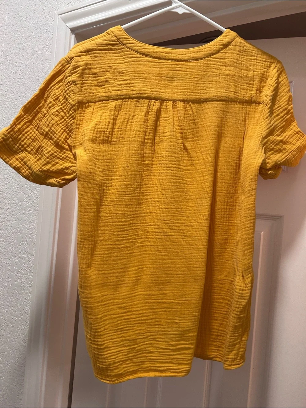 J.Crew Double Gauze Mustard Short-Sleeve V-Neck Top